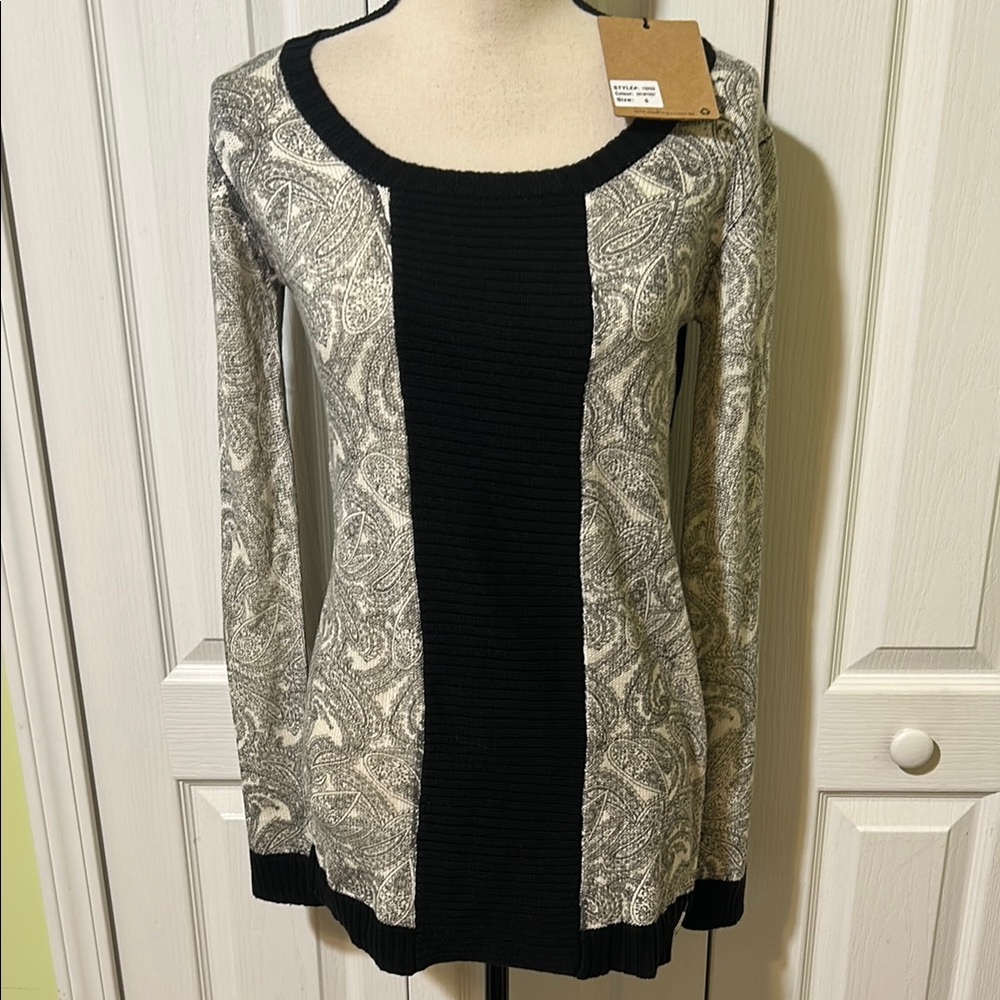 One Teaspoon Black and Cream Babylon Paisley Sweater